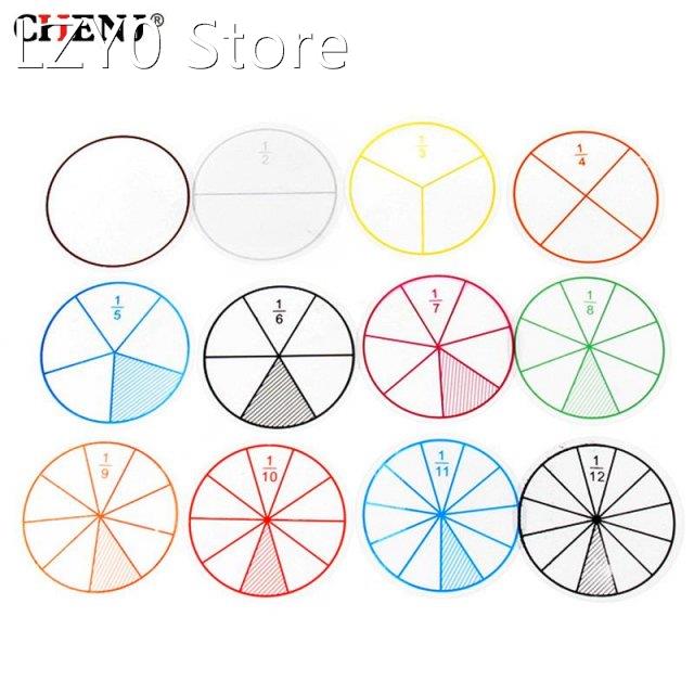 12Pcs Kids Mathematics Fraction Teaching Tool Plastic Protab