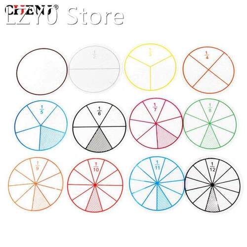 12Pcs Kids Mathematics Fraction Teaching Tool Plastic Protab