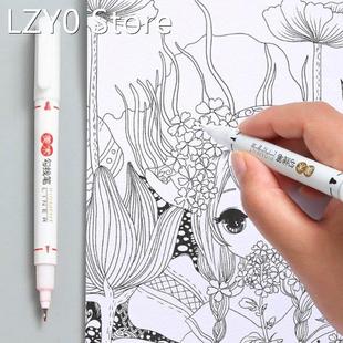 12 Pcs Black/Blue/Red Liner Markers Pen Needle Nib Brush Nib