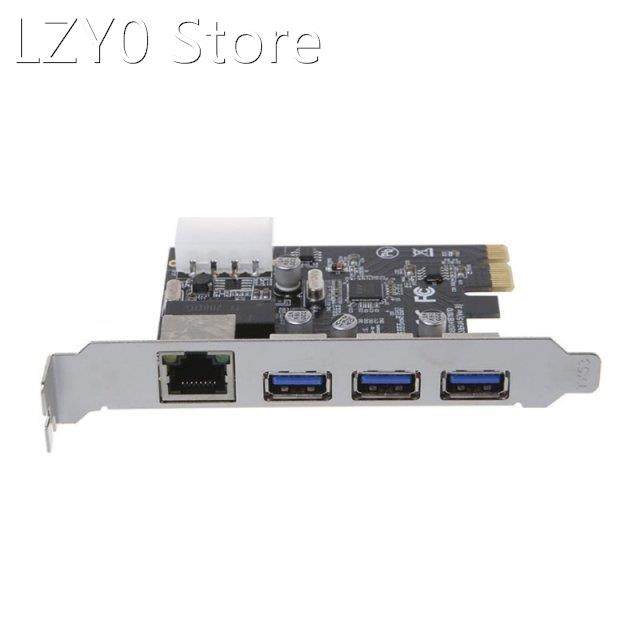 K1KF PCI-E to External 3 Ports USB 3.0 HUB + RJ-45 Gigabit E