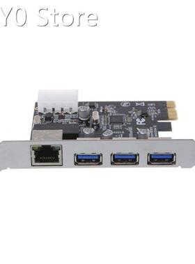 K1KF PCI-E to External 3 Ports USB 3.0 HUB + RJ-45 Gigabit E
