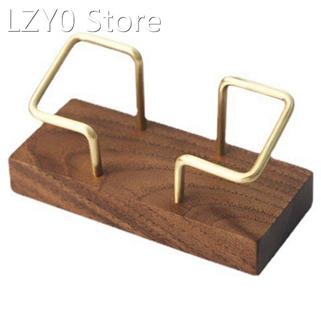 Walnut Brass Business Card Holder Wooden Business Card Holde