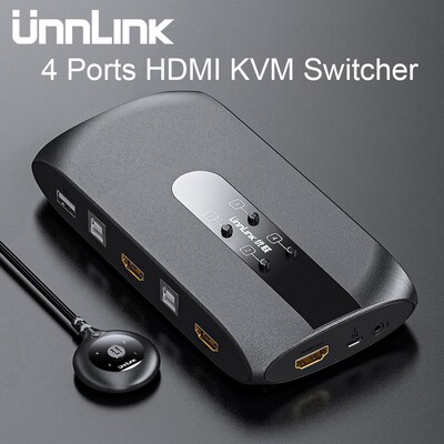 Unnlink 4 Ports HDMI KVM Switch with Extender 4K 1080P Shar