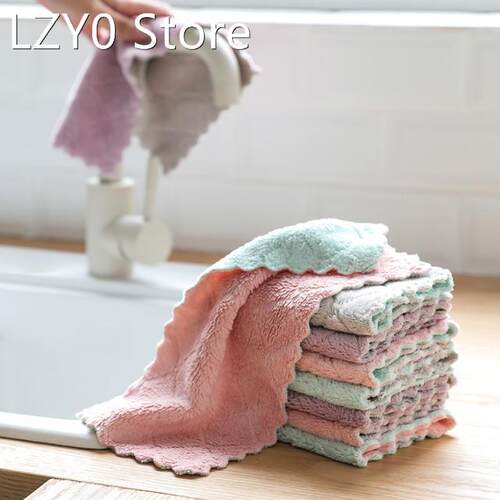 8pcs/lot Absorbent Microfiber Kitchen Dish Cloth Thicker Sco