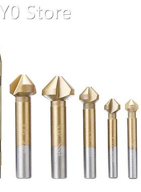 6pcs 3 Flutes 90 Degree HSS Chamfer Chamfering Cutter End Mi