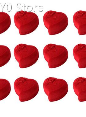 12 Pcs Heart-Shaped Flocking Boxes, Wedding Gift Box, Heart-