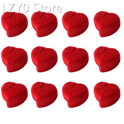 12 Pcs Heart-Shaped Flocking Boxes, Wedding Gift Box, Heart-