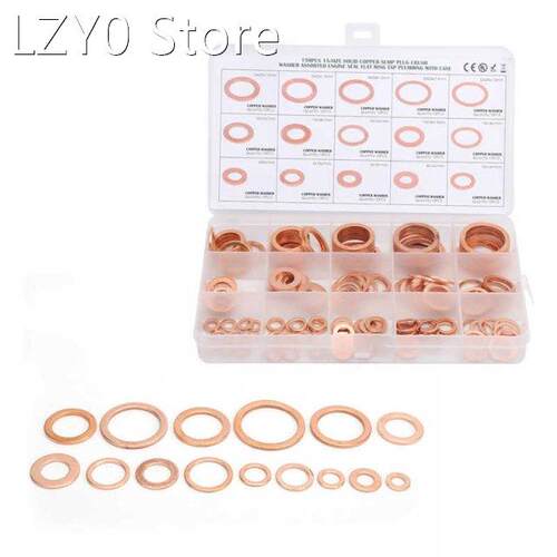 150pcs Flat Sealing Ring Red Copper Gasket O Ring Gasket Sea