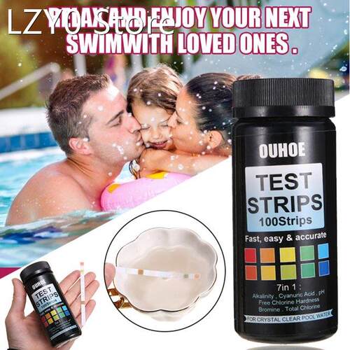 100pcs 7 In 1 Test Strips PH KH GH NO2 NO3 Bromine Chlorine