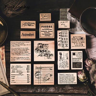 Retro English Newspaper Series decoration stamp wooden rubb