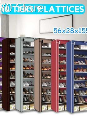 10 Tier 9 Grid Shoe Rack Detachable Dustproof Non-Woven Shoe