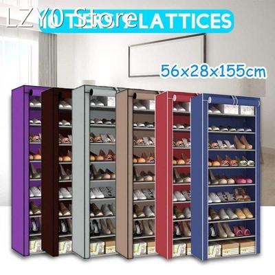 10 Tier 9 Grid Shoe Rack Detachable Dustproof Non-Woven Shoe