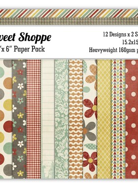 DIY sweet shoppe style Scrapbooking paper pack of 24 sheets