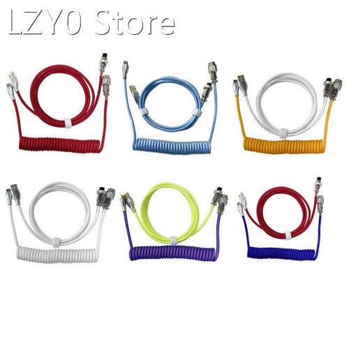 2 in 1 Coiled Aviator Wire Type-C to USB Cable For Mechanica