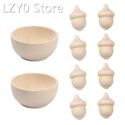 2022 New Wood Acorns Bowls Unfinished Wood Craft DIY Wedding