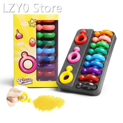 12 Colors Non-toxic Wax Ring Shape Crayons for Toddler Baby