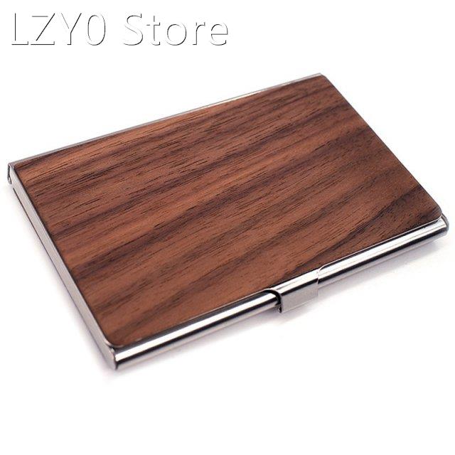 Professional Business Card Holder, Aluminum Alloy + Walnut P