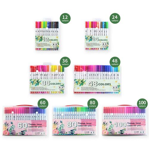 12/24/36/48/60/80/100 Color Fineliner Art Marker Pens Waterc