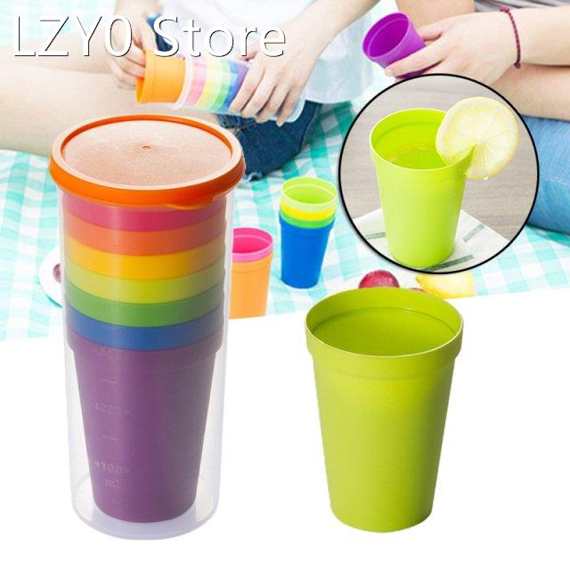 Plastic Cups Set Plastic Multi Colors Reusable Portable Rain