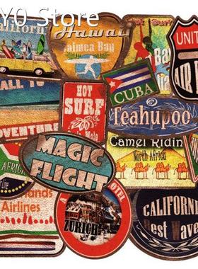 36pcs/Pack Waterproof PVC Retro Beach Surfing Stickers Guita