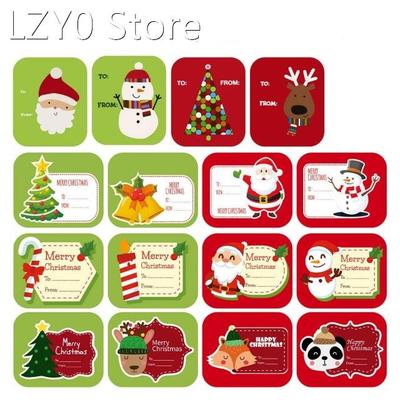 40-100Pcs Rectangle Merry Christmas Label Stickers for Card