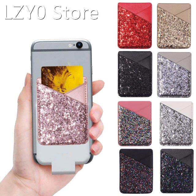 Bling Leather Credit Card Holder Cell Phone Card Case Wallet