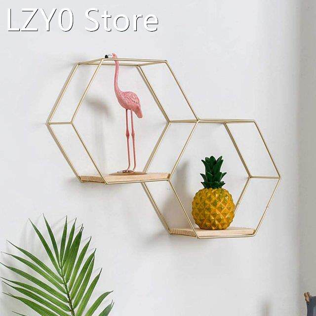 16inch DIY Decoration Holder Black/Gold Double Hexagonal Iro