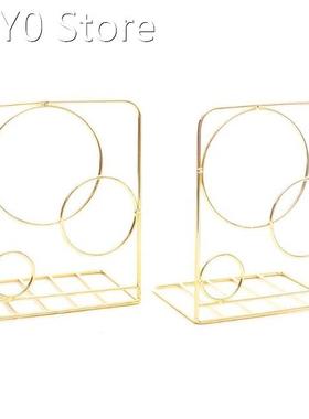2pcs Round Circle Metal Desktop Bookends Book Ends Support S