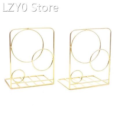 2pcs Round Circle Metal Desktop Bookends Book Ends Support S