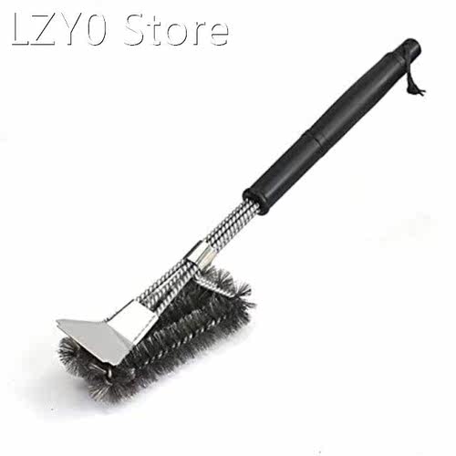 2022 New 3 In 1 Grill Brush with Scraper Stainless Steel Wir