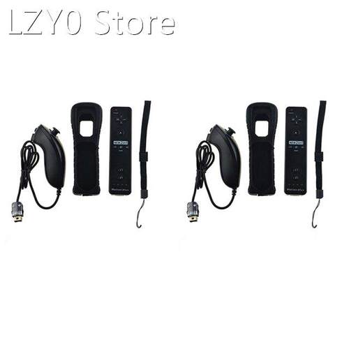 2X Built-In Motion Plus Remote Controller Nunchuk Gamepad Fo