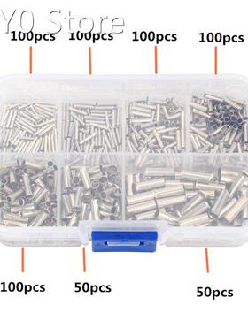 600Pcs 0.5-6.0mm2 Uninsulated Copper Terminal Bootlace Ferru