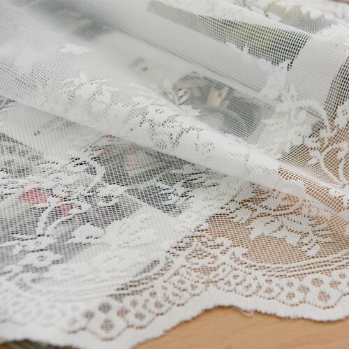White Lace Sheer Curtain for Kitchen Window Cabinet Roman Cu