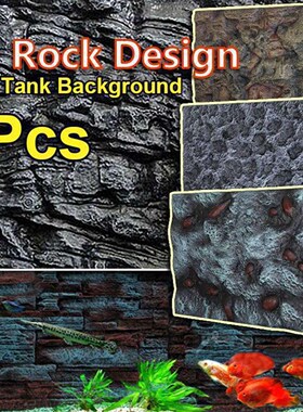 2Pcs 3D P Aquarium Fish Tank Background Stone Rock Board Pla
