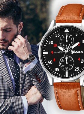 Casual Men's Quartz Wristwatch Fashion Leather Band Watch A