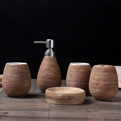 Houmaid Bathroom Accessories Set Antique Hand made Ceramic