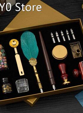 Luxury Fountain Pen Set Vintage Sprinkling Gold Feather Pen