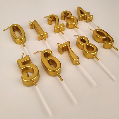 Champagne Number 0-9 Happy Birthday Cake Candles Topper Deco