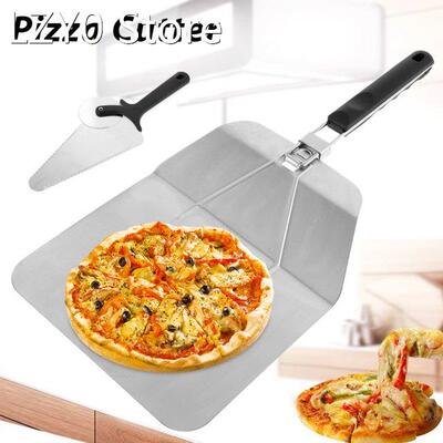 Stainless Steel Pizza Peel Set Foldable Non-Slip Handle Pizz