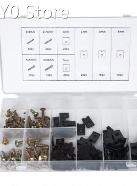 170Pcs Carbon Steel -Clip and Screw Set Assortment Kit Acces