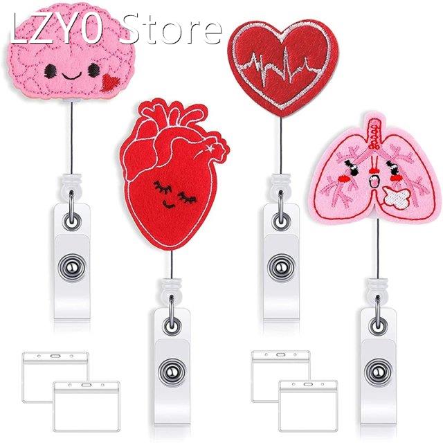 4 Pieces Nurse Badge Holder Reel Retractable Badge Clip ID F