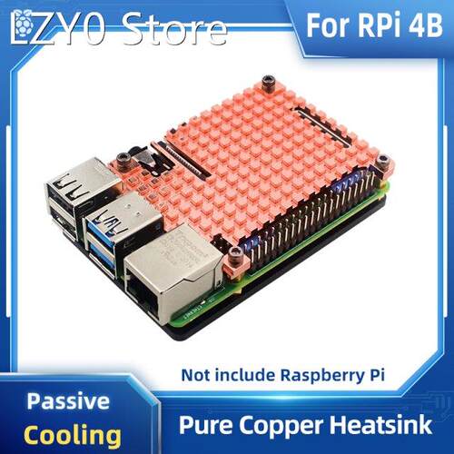 Raspberry Pi 4 Pure Copper Heatsink Metal Case Passive Cooli
