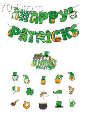 Saint Patricks Day Hanging Banner Cute Gnome Shamrock Cake T