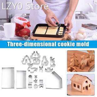 Christmas Gingerbread House Cookie Cutter Set Stainless Stee