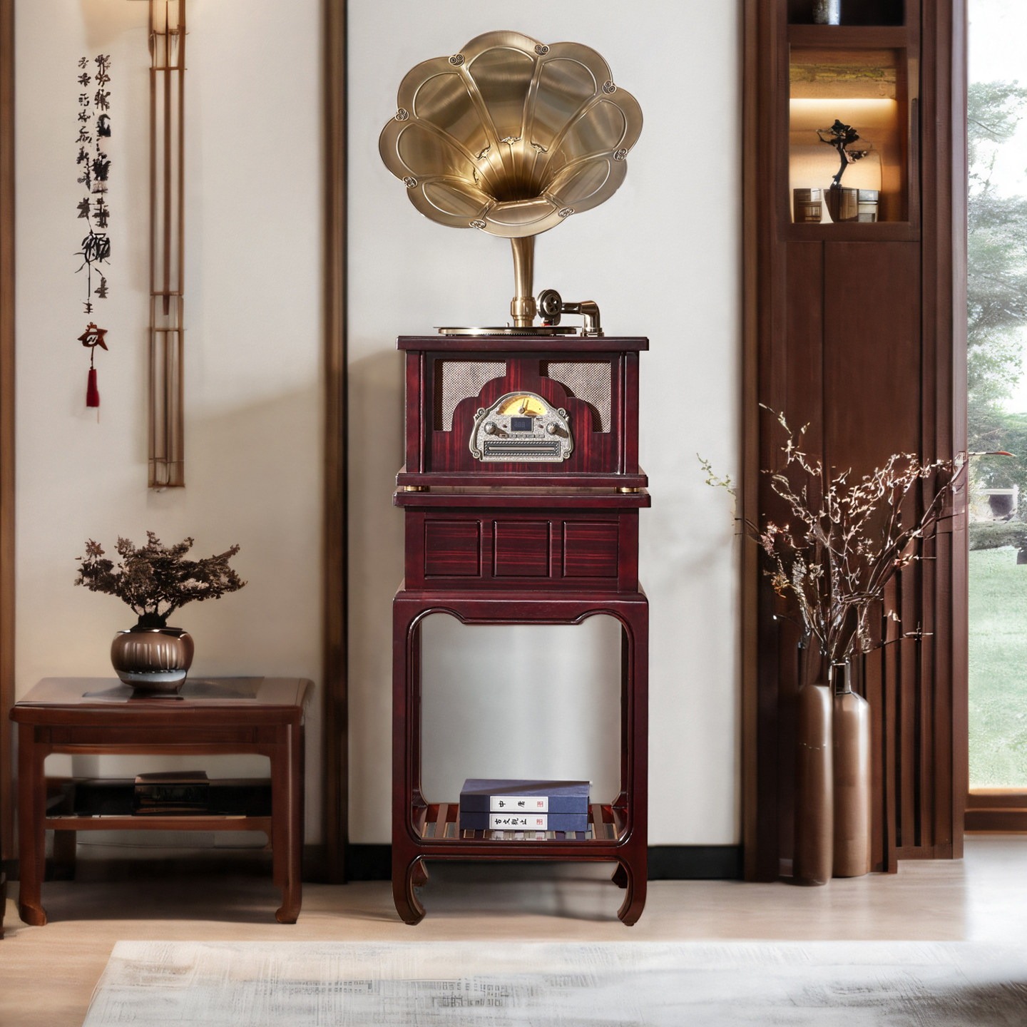 圣利纳新中式复古留声机老上海cd黑胶一体唱片机老式蓝牙音响摆件