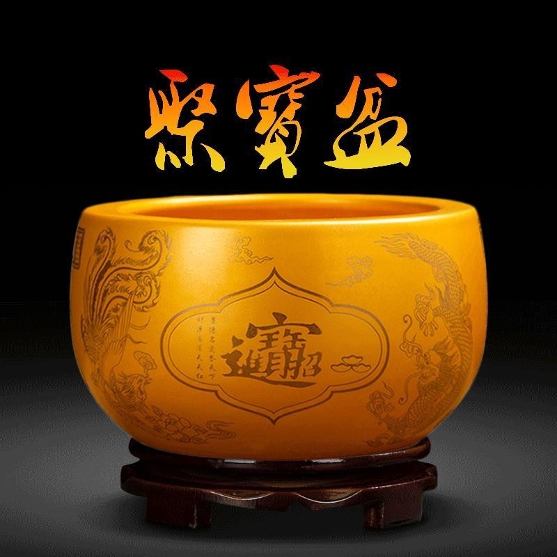 陶瓷聚宝盆摆件招财聚财