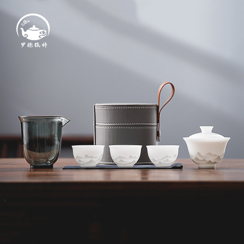 ROADMAKER冰种玉瓷旅行茶具套装盖碗便携快客杯户外随身一壶三杯,餐饮具,功夫茶具,淘宝优惠券,粉丝福利购,淘宝优惠卷