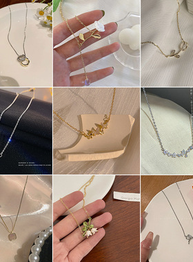辣妹气质吊坠饰品小众ins风锁骨链蝴蝶结网红轻奢保色项链女