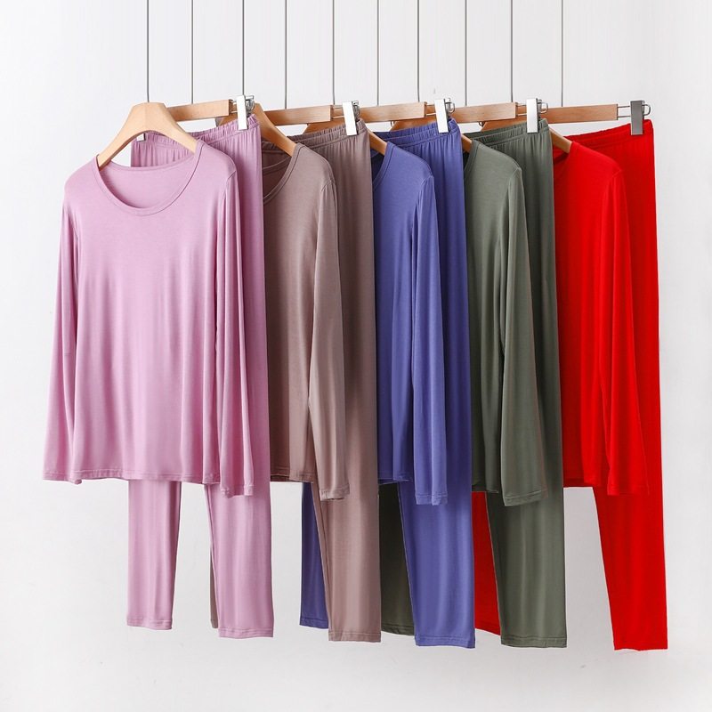 莫代尔圆领长裤长裤保暖秋衣春秋薄款内搭亲肤纯色简约女套装,女士内衣/男士内衣/家居服,保暖套装,淘宝优惠券,粉丝福利购,淘宝优惠卷