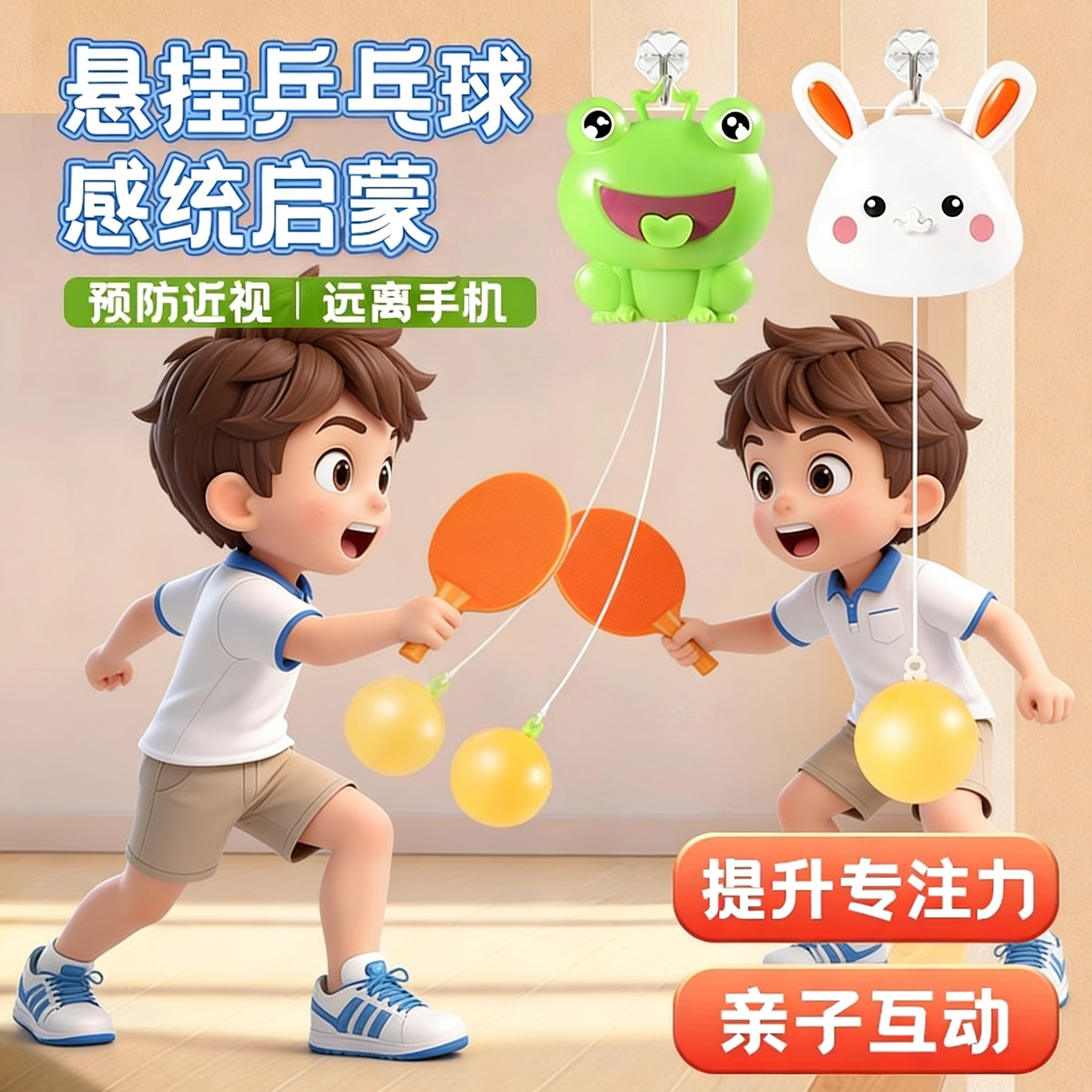 悬挂式乒乓球训练器亲子互动